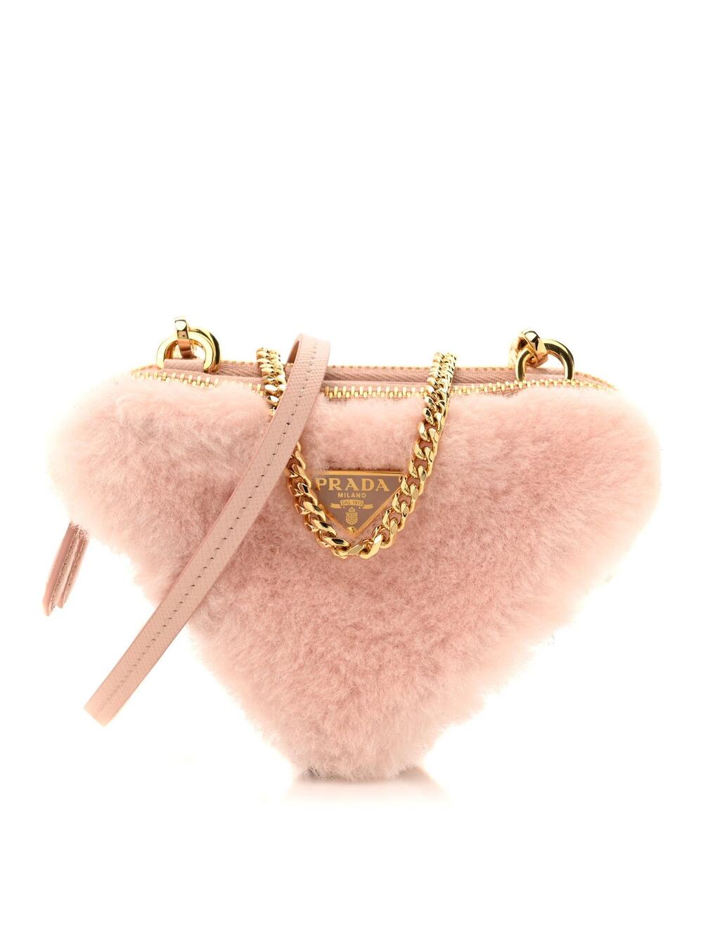 Prada Saffiano Shearling Triangle Mini #270965P12B